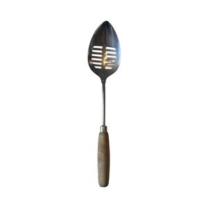 Vintage Androck Slotted Spoon Stainless Steel Wood Handle Canada Kitchen Utensil